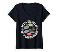Femme Les boîtes de Petri sont mon microbiologiste de terrain de jeu T-Shirt avec Col en V