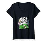 Femme Les Bonnes Choses arrivent à Ceux Qui se bousculent en Tant qu'entrepreneur T-Shirt avec Col en V