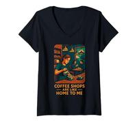 Femme Les cafés sont comme Un Endroit Confortable pour Moi T-Shirt avec Col en V