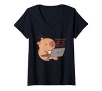 Femme Les Capybaras sont les vrais maîtres zen T-Shirt avec Col en V