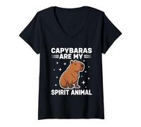 Femme Les capybaras sont Mon Animal Spirituel T-Shirt avec Col en V
