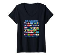 Femme Les Caraïbes où l'océan Rencontre Les Drapeaux de l'âme T-Shirt avec Col en V