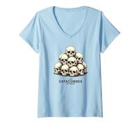 Femme Les Catacombes de Paris Crânes pour Lumières T-Shirt avec Col en V