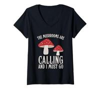 Femme Les Champignons appellent et Je Dois y Aller T-Shirt avec Col en V