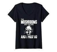 Femme Les Champignons m'appellent Et J'y Vais T-Shirt avec Col en V