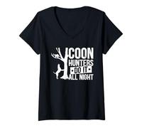 Femme Les Chasseurs de Coons Le Font Toute la Nuit T-Shirt avec Col en V