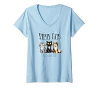 Femme Les Chats errants Amoureux des Chats Ont Besoin d'amour TNR piège à Retour Neutre T-Shirt avec Col en V