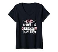 Femme Les Chats Nous Ont Choisis Nous ne Les possédons Pas T-Shirt avec Col en V