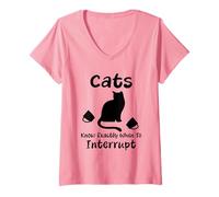 Femme Les Chats savent exactement Quand interrompre l'humour T-Shirt avec Col en V