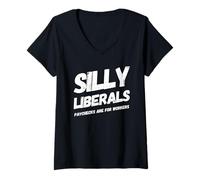 Femme Les chèques de paie libéraux stupides sont pour Les Travailleurs drôles républicains T-Shirt avec Col en V