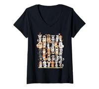 Femme Les Chiens apprécient Heureux et Amoureux Une Tasse de café Le Matin T-Shirt avec Col en V