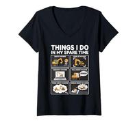 Femme Les Choses Que Je Fais Pendant Mon Temps Libre : Funny Diggers Watching T-Shirt avec Col en V