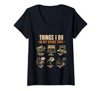 Femme Les Choses Que Je Fais Pendant Mon Temps Libre | Guns Lover Design T-Shirt avec Col en V