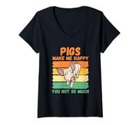 Femme Les cochons me rendent Heureux Que Vous ne Soyez Pas trop Fort T-Shirt avec Col en V