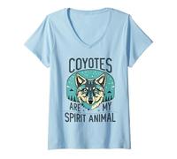 Femme Les Coyotes sont Mon âme, Les Animaux, la Nature, Les Coyotes, Les Amoureux de la Faune T-Shirt avec Col en V
