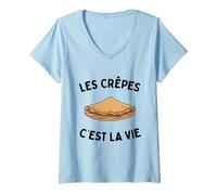 Femme Les Crêpes C’est La Vie Humour Drôle Cuisine Sucré Salé T-Shirt avec Col en V