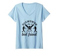 Femme Les Diamants sont l'humour du Meilleur ami de Softball d'une T-Shirt avec Col en V