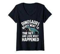 Femme Les Dinosaures ne sont jamais allés chez Le vétérinaire et Regardez ce Qui s'est passé T-Shirt avec Col en V