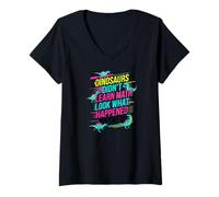 Femme Les Dinosaures n'ont Pas appris Les mathématiques à Regarder ce Qui Leur est arrivé T-Shirt avec Col en V