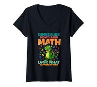 Femme Les Dinosaures n'ont Pas appris Les mathématiques à Regarder ce Qui Leur est arrivé T-Shirt avec Col en V