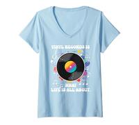 Femme Les disques vinyles, c'est ce qu'est la vie. Disques vinyles LP T-Shirt avec Col en V