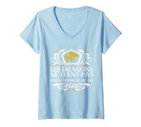 Femme Les Dragons Ne Tuent Pas JDR D20 Cadeau Jeu De Rôle T-Shirt avec Col en V