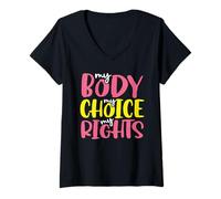 Femme Les Droits des Femmes Mon Corps, Mon Choix, Mes Droits, Pro Choice T-Shirt avec Col en V
