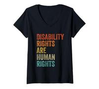 Femme Les Droits des Personnes handicapées sont des Droits de l'homme Sensibilisation aux handicaps T-Shirt avec Col en V