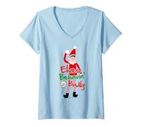 Femme Les Elfes se comportent Mal, la Coquine Elfie Wave Christmas T-Shirt avec Col en V