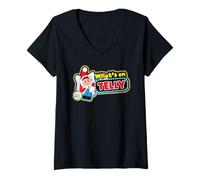 Femme Les Elfes se comportent Mal. Qu'est-ce Qui Passe à la télé pour Noël ? T-Shirt avec Col en V