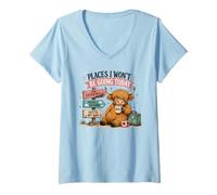 Femme Les endroits où Je n'irai Pas Aujourd'hui Fluffy Cow T-Shirt avec Col en V