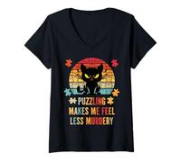 Femme Les énigmes me font me sentir moins meurtrière T-Shirt avec Col en V