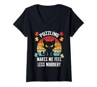 Femme Les énigmes me Font me Sentir Moins meurtrière T-Shirt avec Col en V