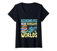 Femme Les étagères sont des portes vers d'autres mondes T-Shirt avec Col en V