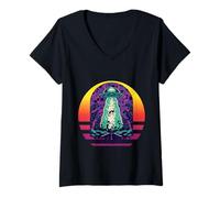 Femme Les extraterrestres arrivent Funny UFO Alien Believer T-Shirt avec Col en V