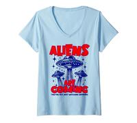 Femme Les extraterrestres arrivent, Ils ne se contentent Plus de Regarder T-Shirt avec Col en V