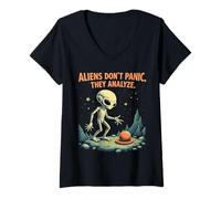 Femme Les extraterrestres ne paniquent Pas, Ils analysent Les vêtements Space Logic T-Shirt avec Col en V