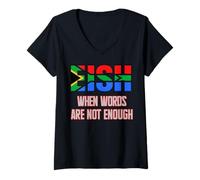 Femme Les Fans d'Afrique du Sud Eish When Words are Not Enough T-Shirt avec Col en V