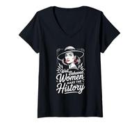 Femme Les Femmes Bien comportées Font l'histoire T-Shirt avec Col en V