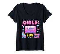 Femme Les Filles à la mémoire de la Vieille école veulent Juste s'amuser T-Shirt avec Col en V