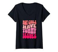 Femme Les Filles Chaudes Ont des problèmes de Ventre des problèmes digestifs de l'estomac IBS T-Shirt avec Col en V
