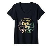 Femme Les Filles de Tie Dye Design rencontrent des problèmes en 2026 Quand Nous Sommes Ensemble T-Shirt avec Col en V