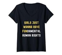 Femme Les Filles du Corps féministe Pro Choice veulent Avoir des Droits fondamentaux T-Shirt avec Col en V