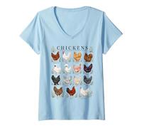 Femme Les Filles Qui Aiment Les Poulets Vont Adorer ce Design de Race de Poulet T-Shirt avec Col en V