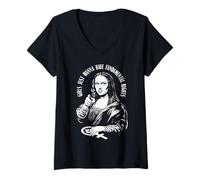 Femme Les Filles veulent Juste Avoir des Droits fondamentaux féministe Mona Lisa T-Shirt avec Col en V