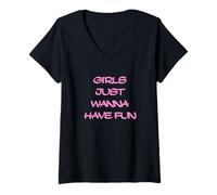 Femme Les Filles veulent Juste s'amuser T-Shirt avec Col en V