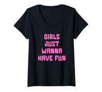 Femme Les filles veulent juste s'amuser T-Shirt avec Col en V