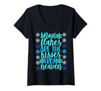 Femme Les Flocons de Neige sont Les Baisers du Ciel T-Shirt avec Col en V