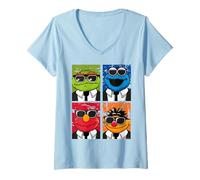 Femme Les frères Sesame Street adorent Le Blues, Elmo Grouch et Ernie Monster T-Shirt avec Col en V