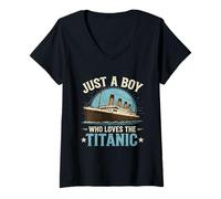 Femme Les garçons Qui Aiment Le Titanic RMS T-Shirt avec Col en V
